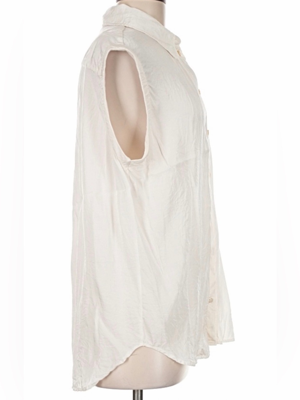 H&M Sleeveless Button-Front Shirt - Cream - Picture 3 of 7